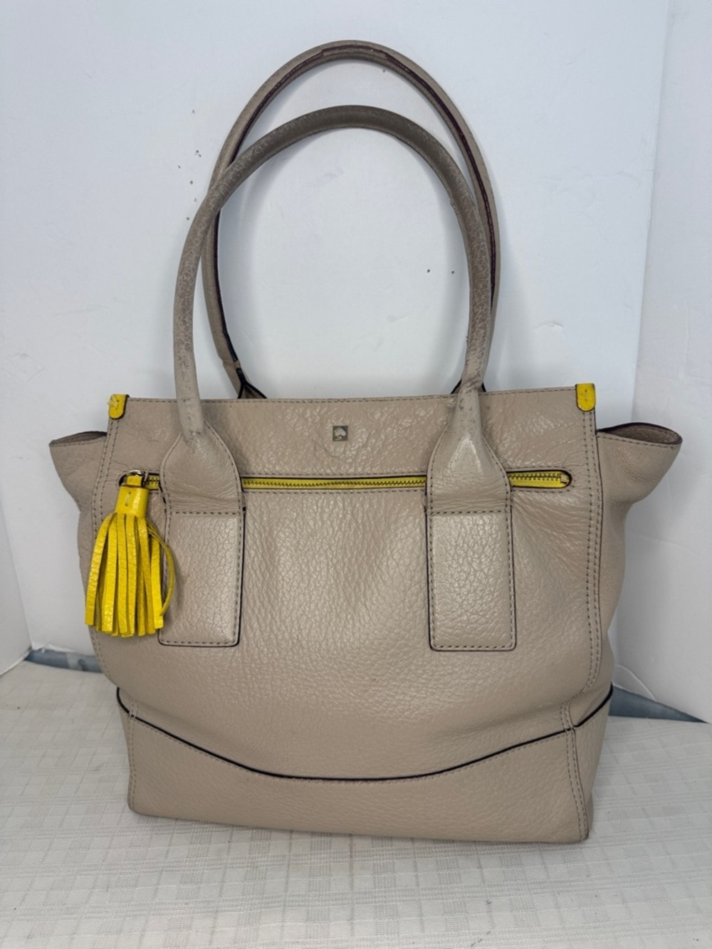 $448 Kate Spade LARGE SOUTHPORT AVENUE LINDA LEATHER TOTE sand pearl donovan tan